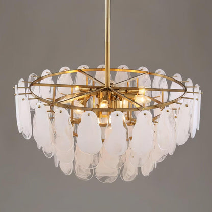 Modern Round Cloud Glass Chandelier with Adjustable Height & Soft Illu