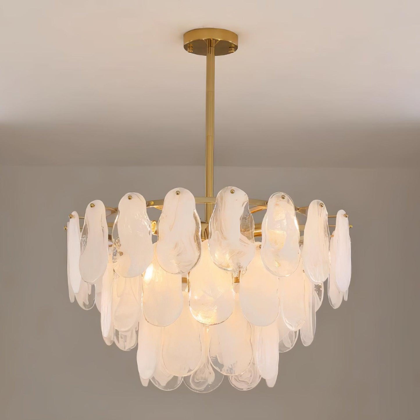 Modern Round Cloud Glass Chandelier with Adjustable Height & Soft Illu
