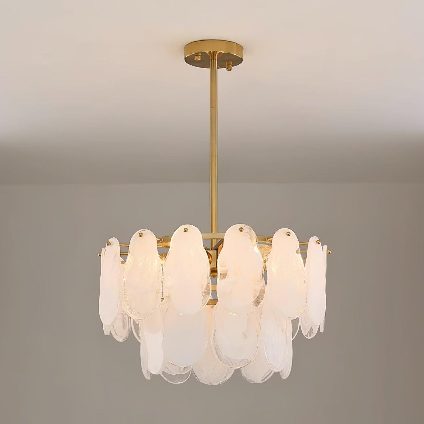 Modern Round Cloud Glass Chandelier with Adjustable Height & Soft Illu