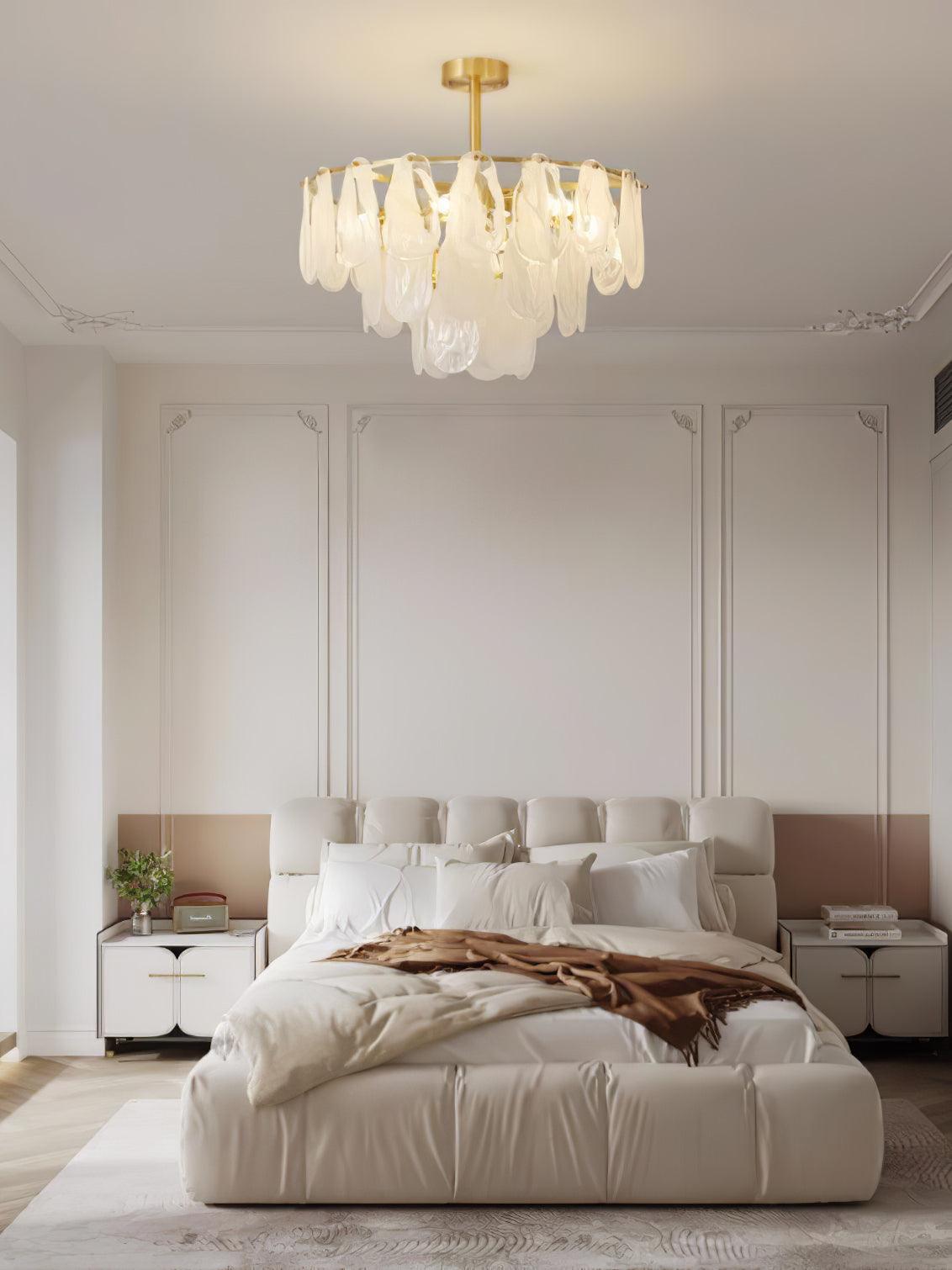 Modern Round Cloud Glass Chandelier with Adjustable Height & Soft Illu