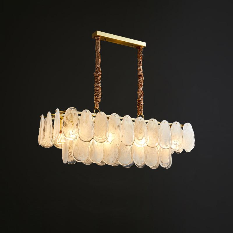 Modern Round Cloud Glass Chandelier with Adjustable Height & Soft Illu