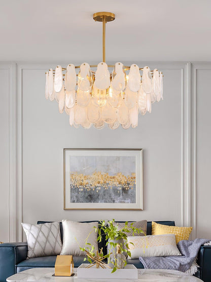 Modern Round Cloud Glass Chandelier with Adjustable Height & Soft Illu
