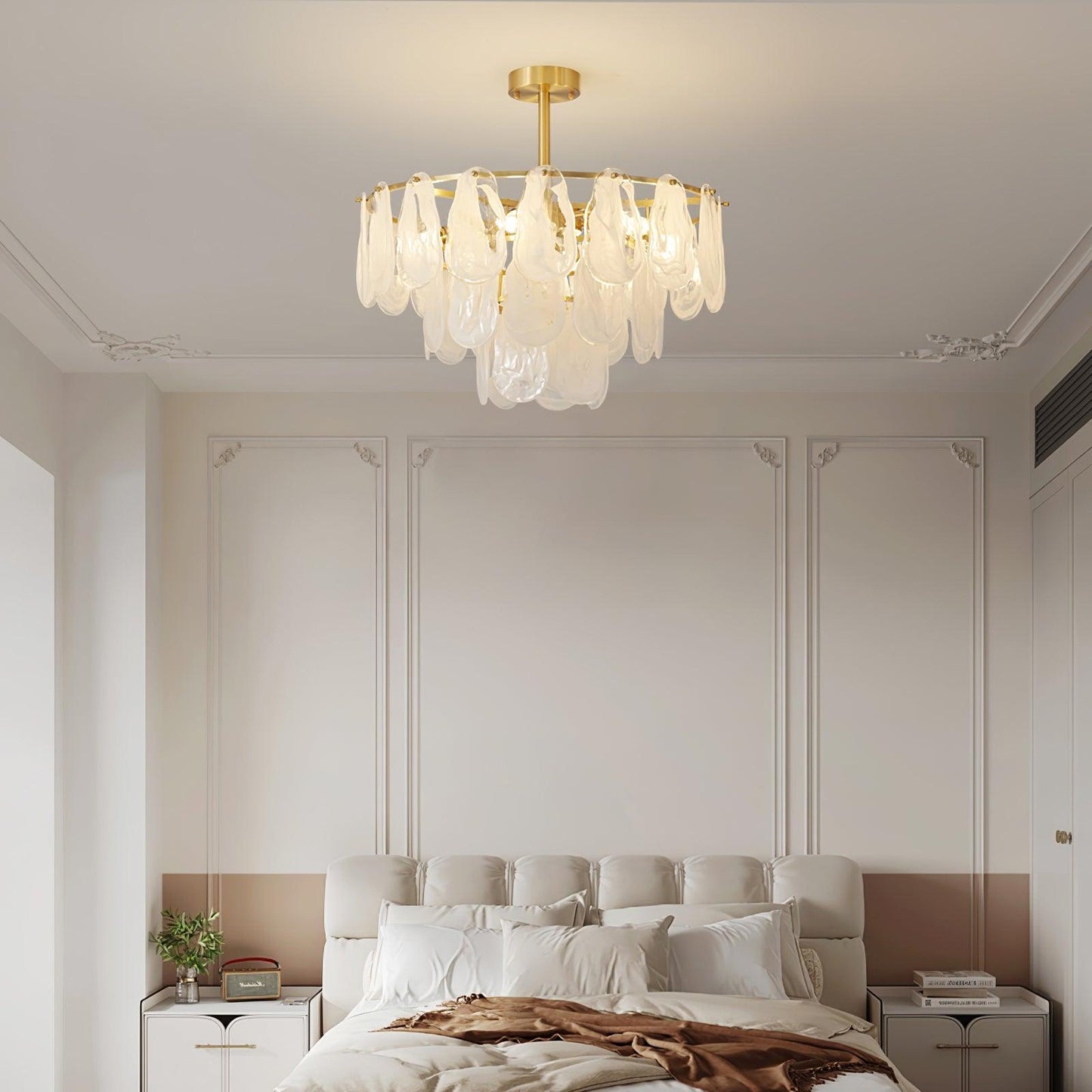 Modern Round Cloud Glass Chandelier with Adjustable Height & Soft Illu