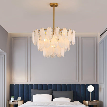Modern Round Cloud Glass Chandelier with Adjustable Height & Soft Illu