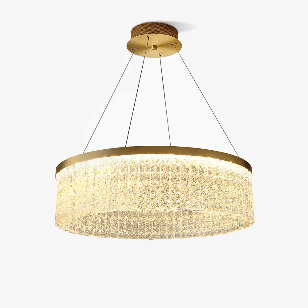Elegant Round Halo Crystal Chandelier with Dimmable LED Lights