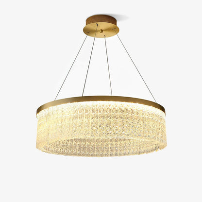 Elegant Round Halo Crystal Chandelier with Dimmable LED Lights