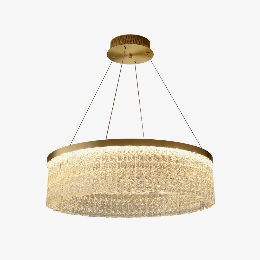 Elegant Round Halo Crystal Chandelier with Dimmable LED Lights