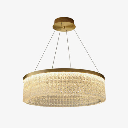 Elegant Round Halo Crystal Chandelier with Dimmable LED Lights