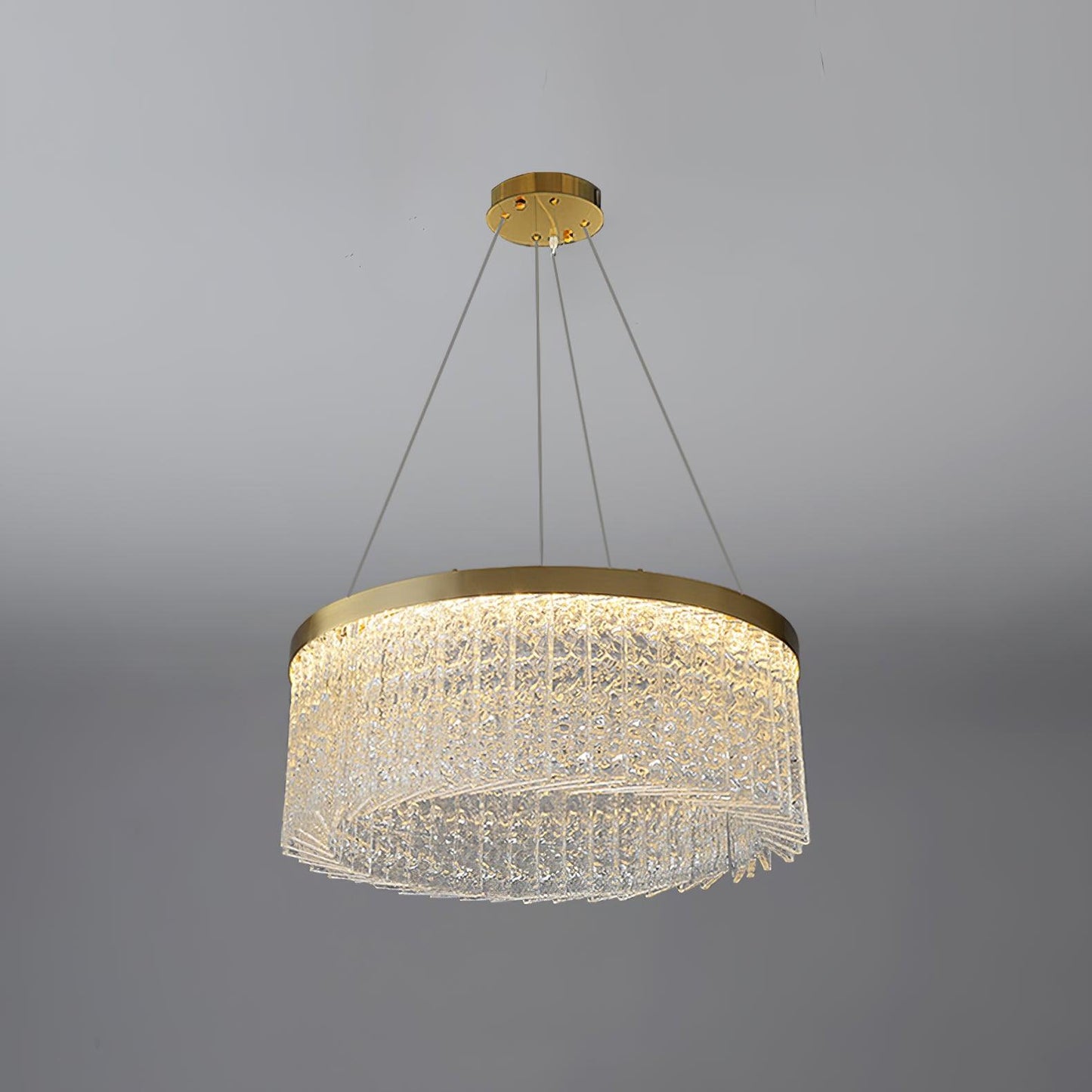 Elegant Round Halo Crystal Chandelier with Dimmable LED Lights