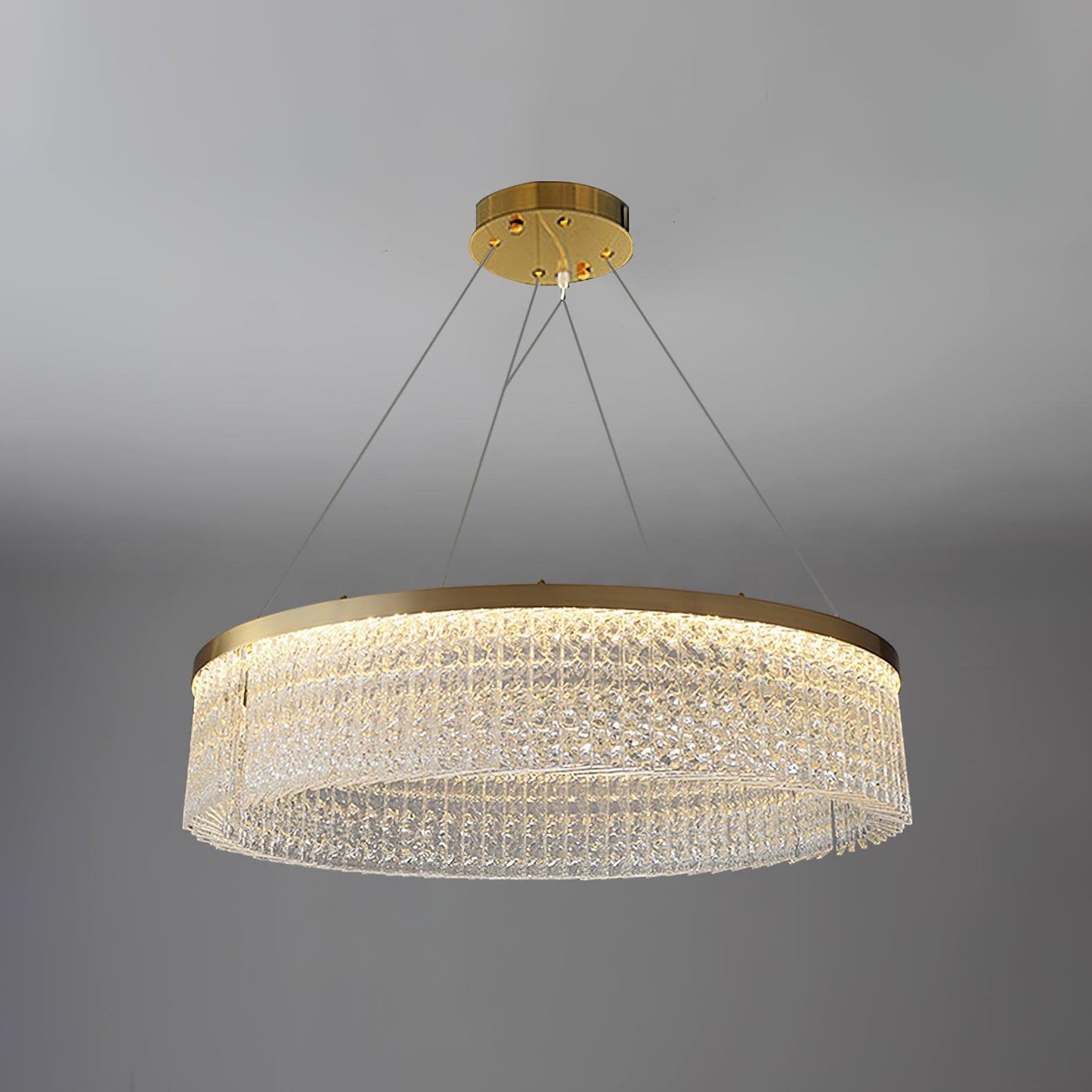 Elegant Round Halo Crystal Chandelier with Dimmable LED Lights