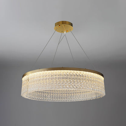 Elegant Round Halo Crystal Chandelier with Dimmable LED Lights