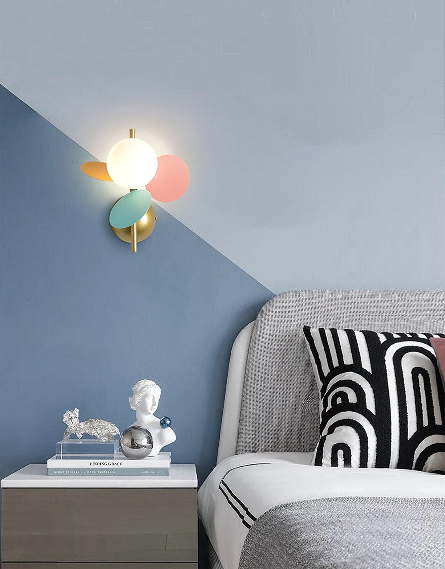 Round Macaron Wall Lamp - Adjustable Brightness & Soft Ambient Light