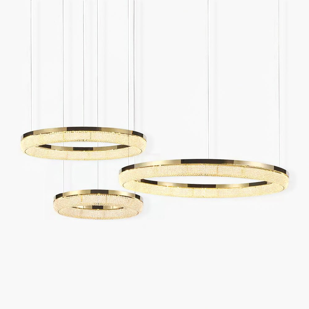 Elegant Round Crystal Chandelier - Dimmable & Adjustable Height