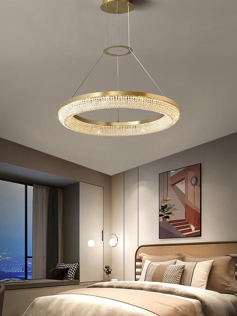 Elegant Round Crystal Chandelier - Dimmable & Adjustable Height