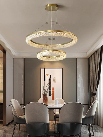 Elegant Round Crystal Chandelier - Dimmable & Adjustable Height