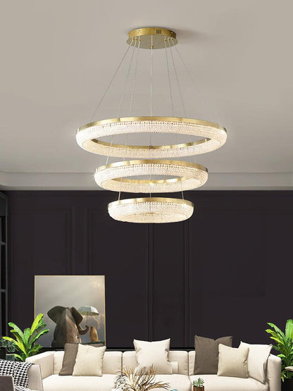 Elegant Round Crystal Chandelier - Dimmable & Adjustable Height