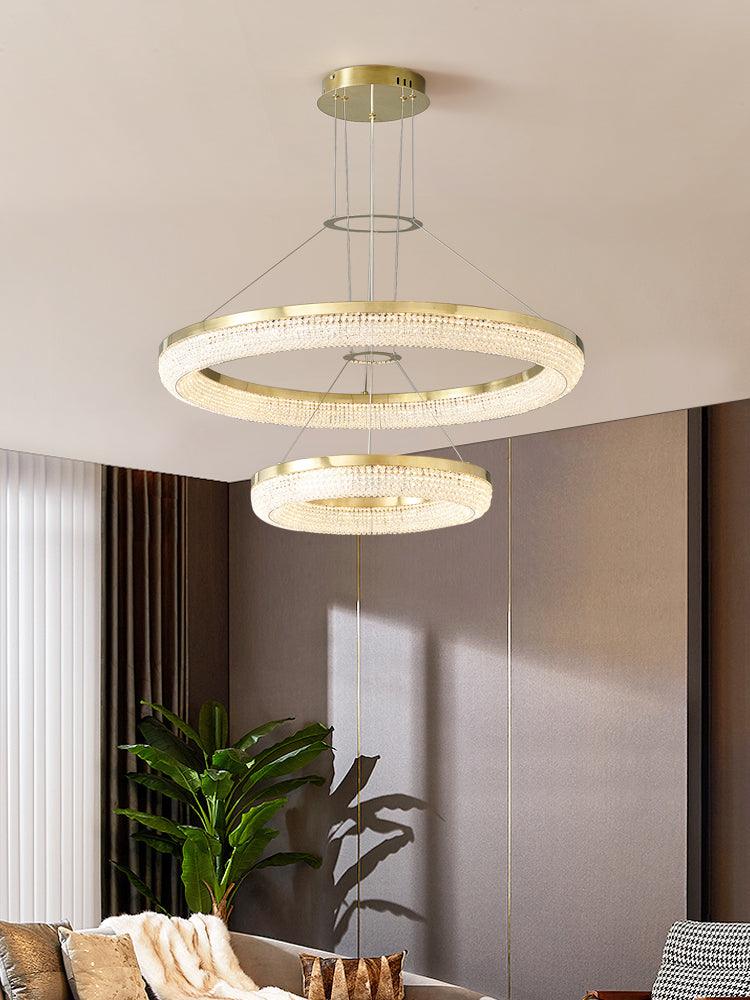 Elegant Round Crystal Chandelier - Dimmable & Adjustable Height