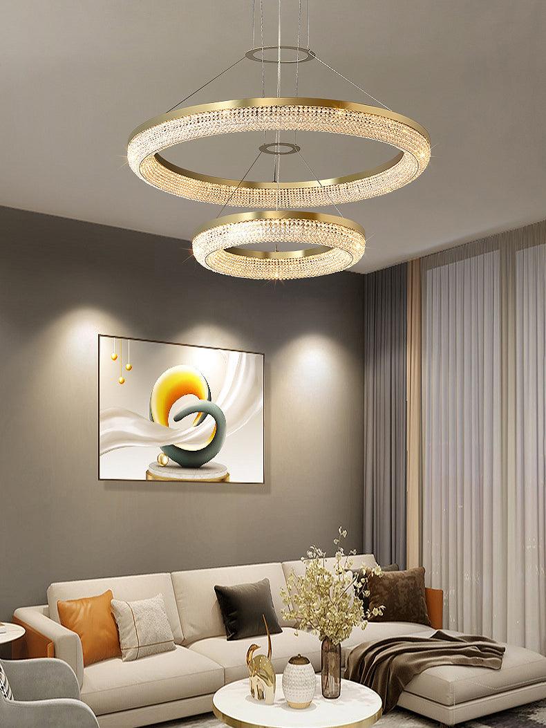 Elegant Round Crystal Chandelier - Dimmable & Adjustable Height
