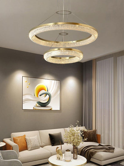 Elegant Round Crystal Chandelier - Dimmable & Adjustable Height