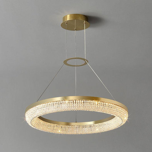 Elegant Round Crystal Chandelier - Dimmable & Adjustable Height