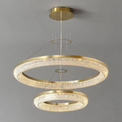 Elegant Round Crystal Chandelier - Dimmable & Adjustable Height