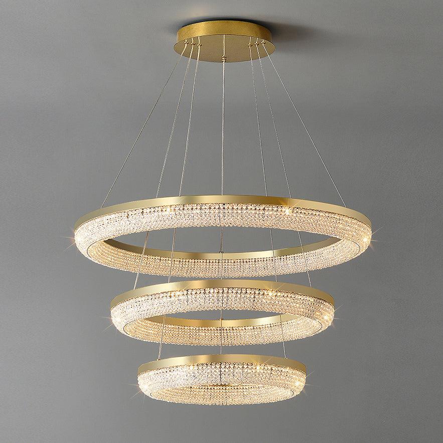 Elegant Round Crystal Chandelier - Dimmable & Adjustable Height
