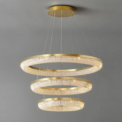 Elegant Round Crystal Chandelier - Dimmable & Adjustable Height