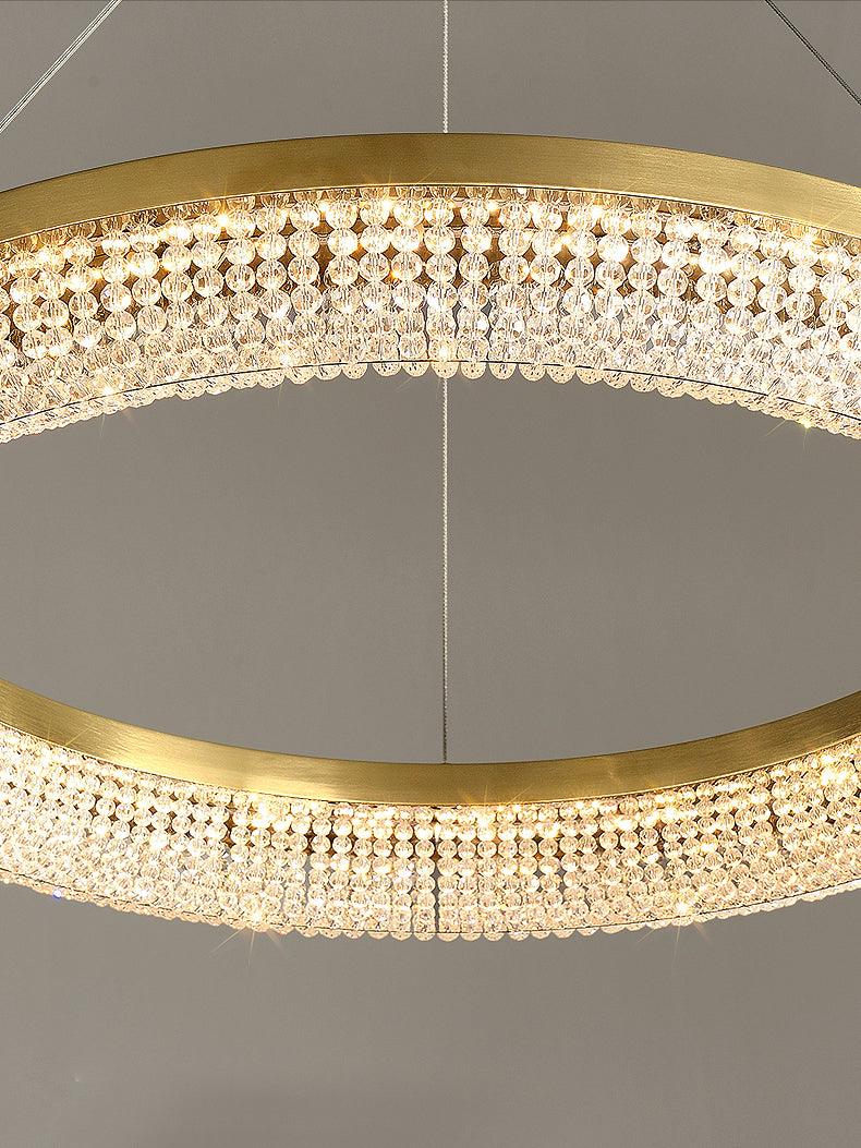 Elegant Round Crystal Chandelier - Dimmable & Adjustable Height