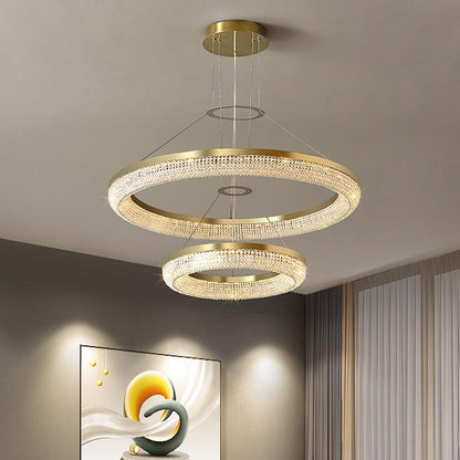 Elegant Round Crystal Chandelier - Dimmable & Adjustable Height
