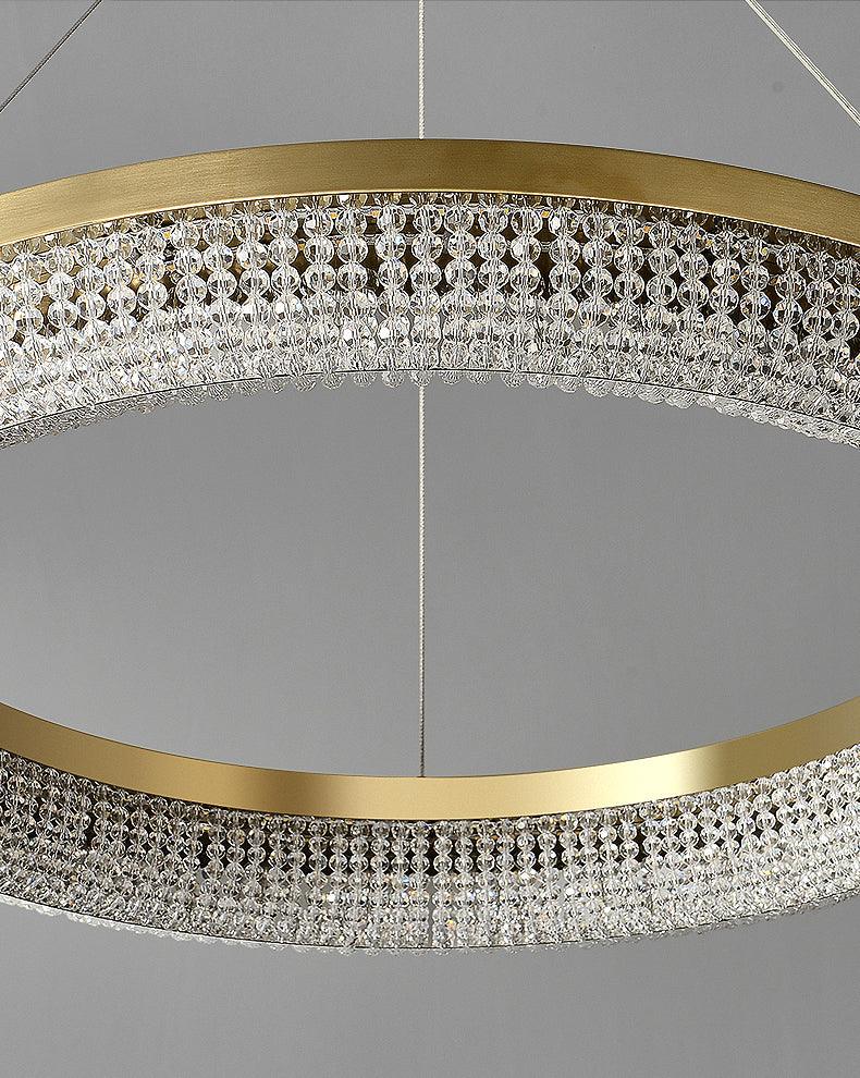 Elegant Round Crystal Chandelier - Dimmable & Adjustable Height