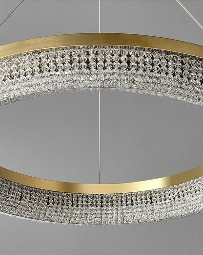 Elegant Round Crystal Chandelier - Dimmable & Adjustable Height