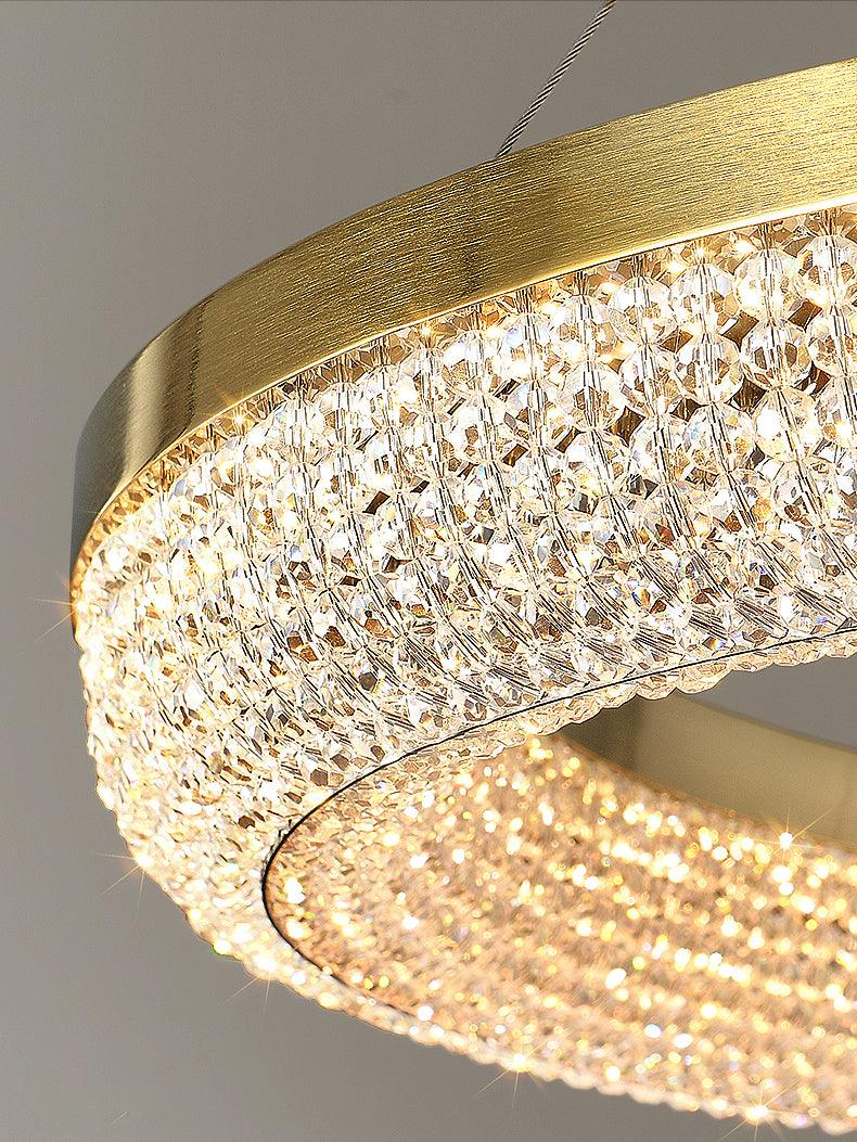 Elegant Round Crystal Chandelier - Dimmable & Adjustable Height