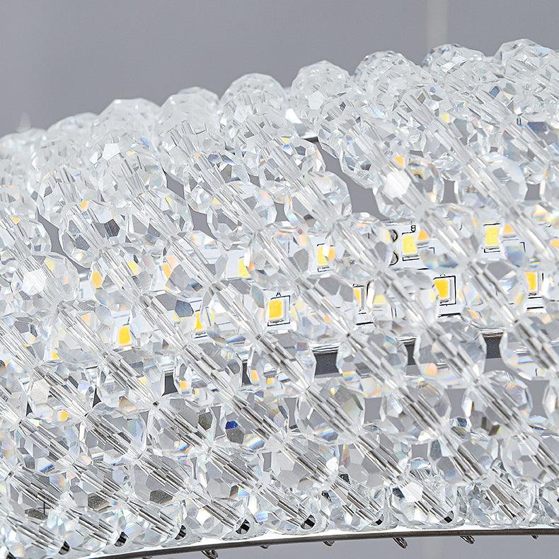 Elegant Round Crystal Chandelier - Dimmable & Adjustable Height