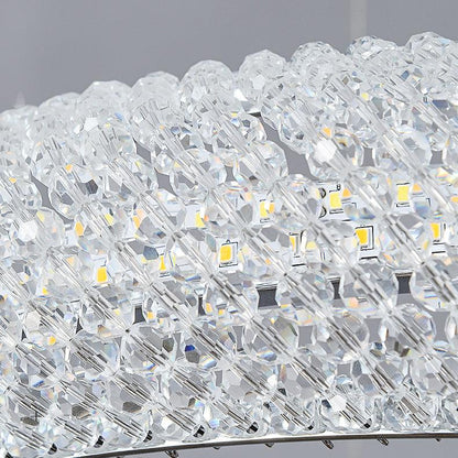 Elegant Round Crystal Chandelier - Dimmable & Adjustable Height