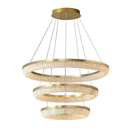 Elegant Round Crystal Chandelier - Dimmable & Adjustable Height