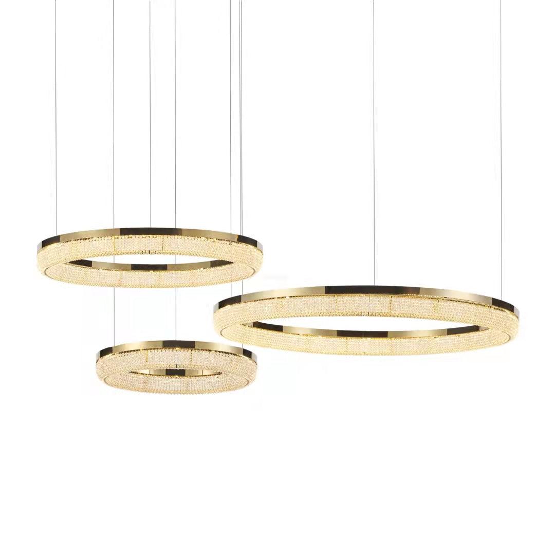Elegant Round Crystal Chandelier - Dimmable & Adjustable Height