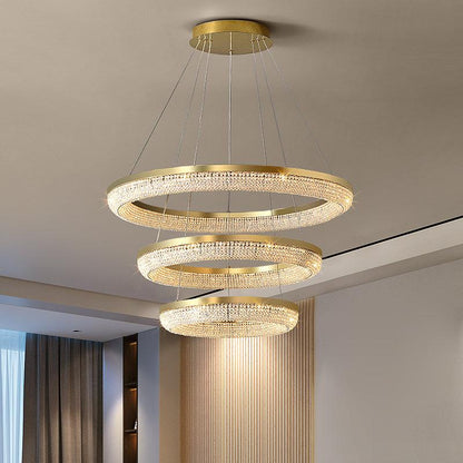 Elegant Round Crystal Chandelier - Dimmable & Adjustable Height