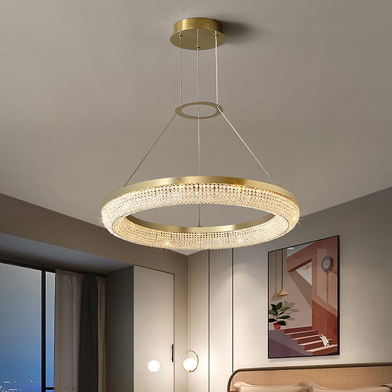 Elegant Round Crystal Chandelier - Dimmable & Adjustable Height