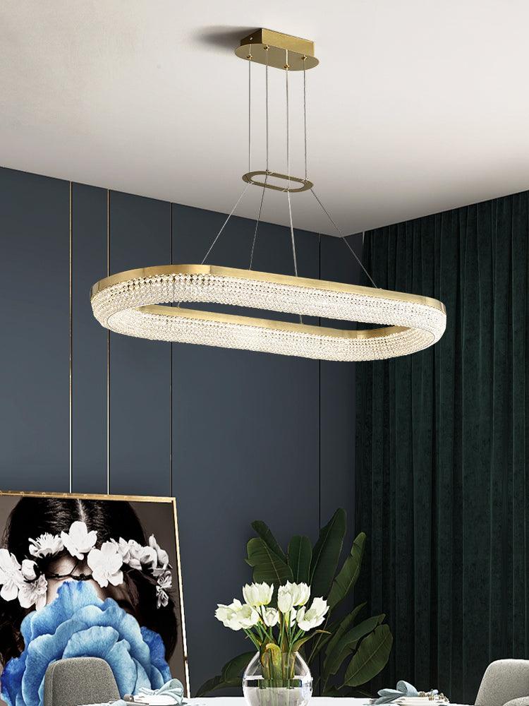 Elegant Round Crystal Chandelier - Dimmable & Adjustable Height