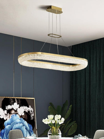 Elegant Round Crystal Chandelier - Dimmable & Adjustable Height