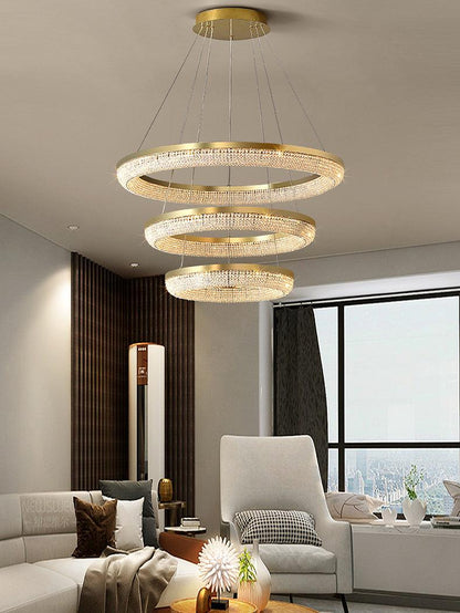 Elegant Round Crystal Chandelier - Dimmable & Adjustable Height