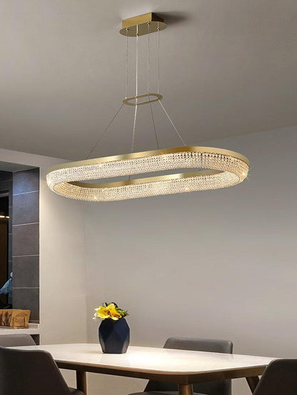 Elegant Round Crystal Chandelier - Dimmable & Adjustable Height