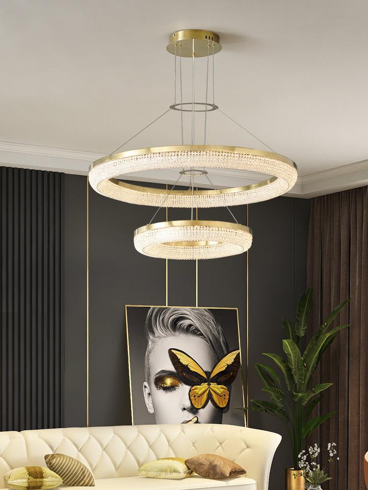 Elegant Round Crystal Chandelier - Dimmable & Adjustable Height
