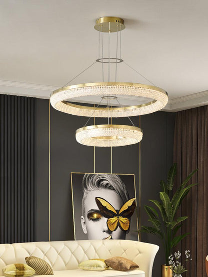 Elegant Round Crystal Chandelier - Dimmable & Adjustable Height