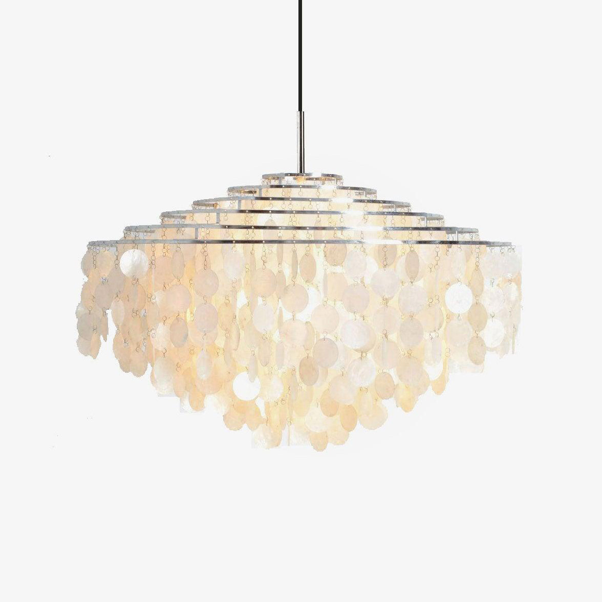Elegant Round Shell Chandelier with Adjustable Height & Soft Lighting