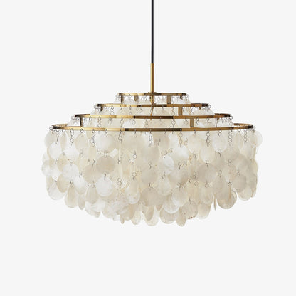 Elegant Round Shell Chandelier with Adjustable Height & Soft Lighting
