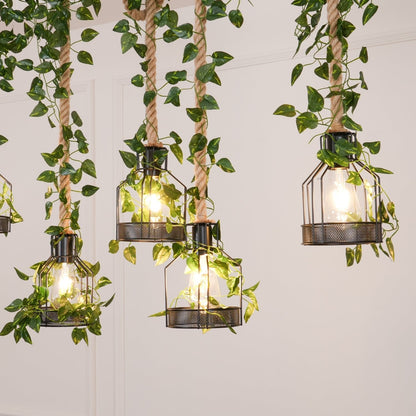 Rustic Wooden Chandelier with Adjustable Height and Energy-Efficient L
