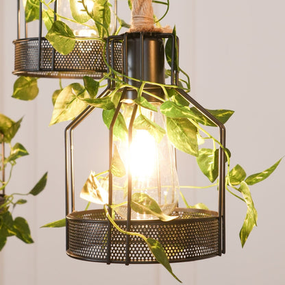 Rustic Wooden Chandelier with Adjustable Height and Energy-Efficient L