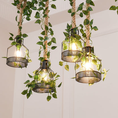 Rustic Wooden Chandelier with Adjustable Height and Energy-Efficient L