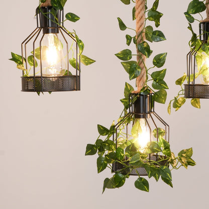 Rustic Wooden Chandelier with Adjustable Height and Energy-Efficient L